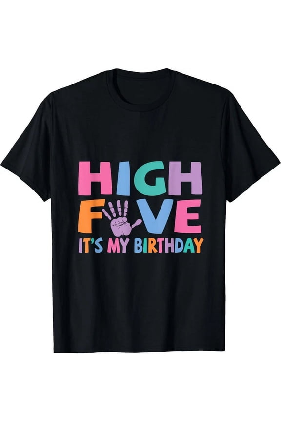 High Five Cool 5 Year Old Birthday T-Shirt Unisex S-5XL Hot Trending Shirt, Vintage Birthday Gift