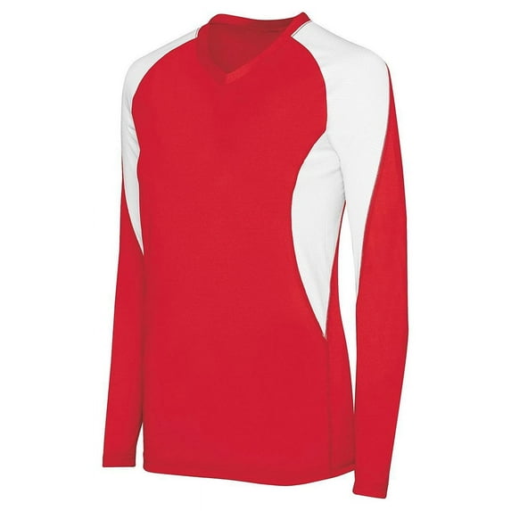 High Five M Girls Long Sleeve Court Jersey Scarlet/White 342183