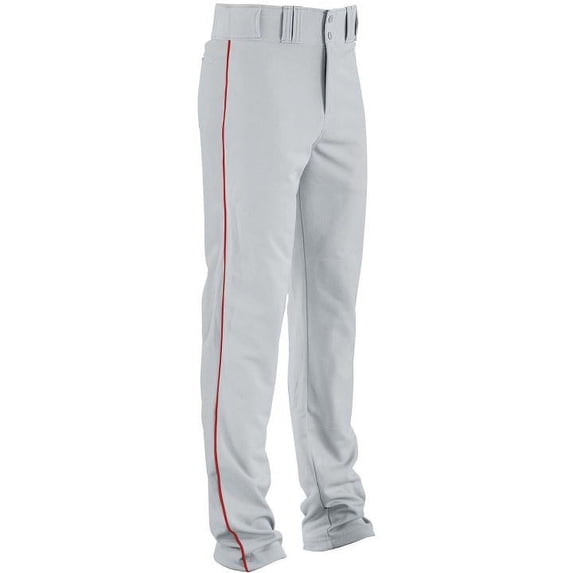 High Five S Adult Piped Double Knit Baseball Pant SILVER GREY/SCARLET 315080