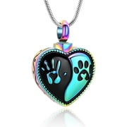 High Fives with Puppies - Heart Urn Necklace for Ashes Pet / Dog / Cat Heart Paw Print Ashes Urn Pendant Necklace Memorial Gifts with Funnel Fill Kit
