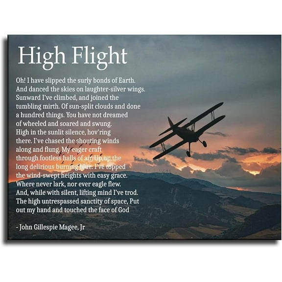 High Flight Poem By John Gillespie Magee Jr Poster Canvas Wall Art Home Wall Decor Bedroom Aesthetic Art Prints Posters Decorations