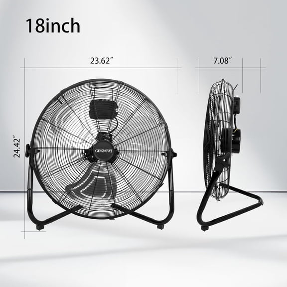 High Floor Fan - 20 Inch 3 Speeds Heavy Duty Metal Industrial Fan with Wall-Mounting System, 360 Degree Tilt, and Quiet Operation for Home, Office, Warehouse and Factory Use