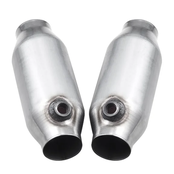High Flow 2.5 Inch Universal Catalytic Converter,2 Pack with O2 Port,Stainless Steel for Efficient Exhaust Gas Purification
