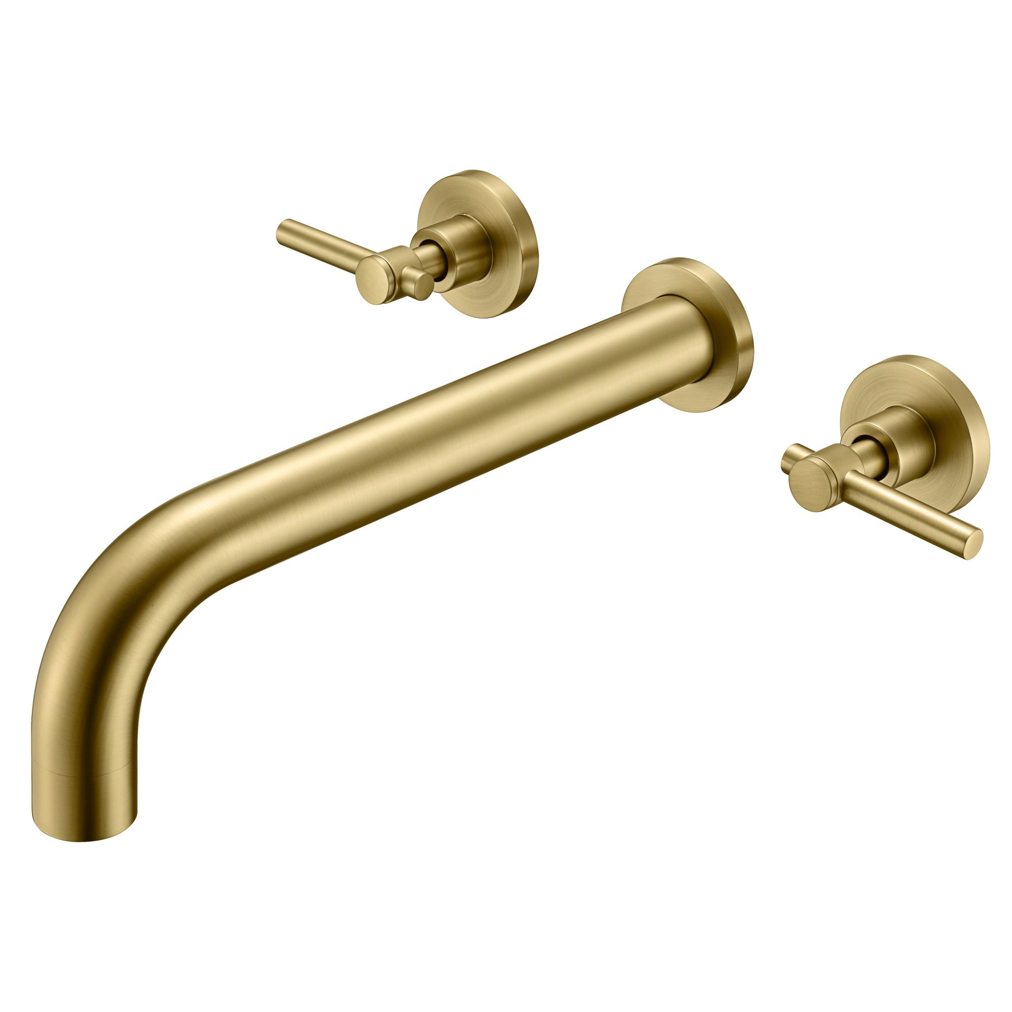 Brushed Gold Double Handle Wall Mount Tub Faucet