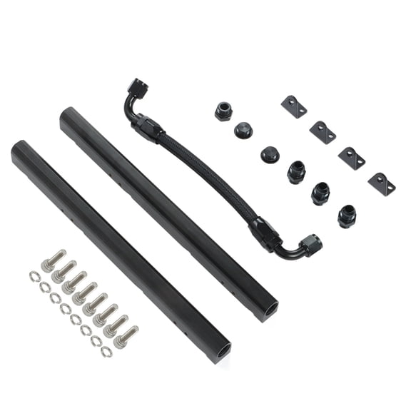 High Flow Fuel Rails Kit 8AN Port Billet Aluminium Black Stable Performance EFI for LS1 LS6