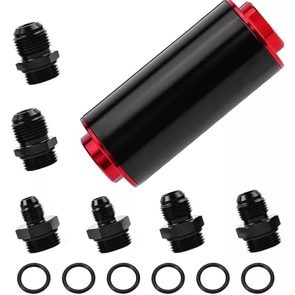 High Flow Inline Fuel Filter 100 Micron Cleanable AN6 AN8 AN10 Adapter 50MM NEW