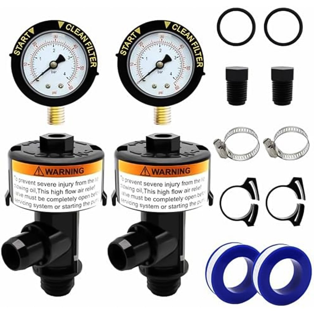 High Flow Manual Air Relief Valve with Gauge For Pentair 98209800 Pool