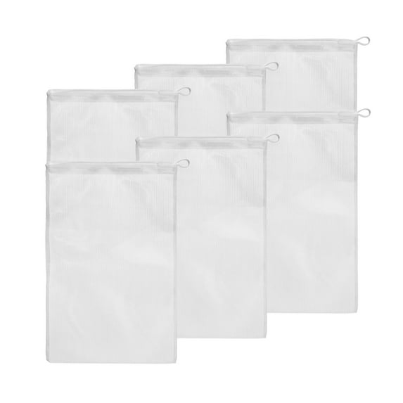 High-Flow Mesh Media Filter Bags with Drawstring - Ideal for Aquarium Filtration, 6 Pack, 8" x 12"