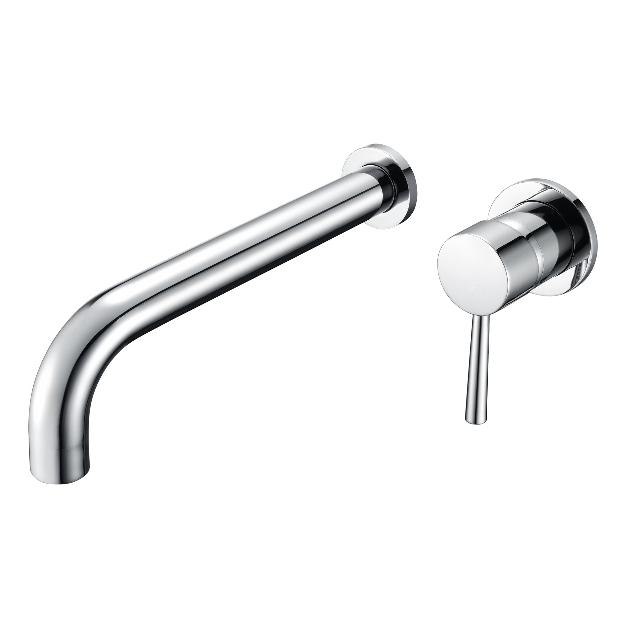 Chrome Single Handle Wall Mount Tub Faucet with Long Spout