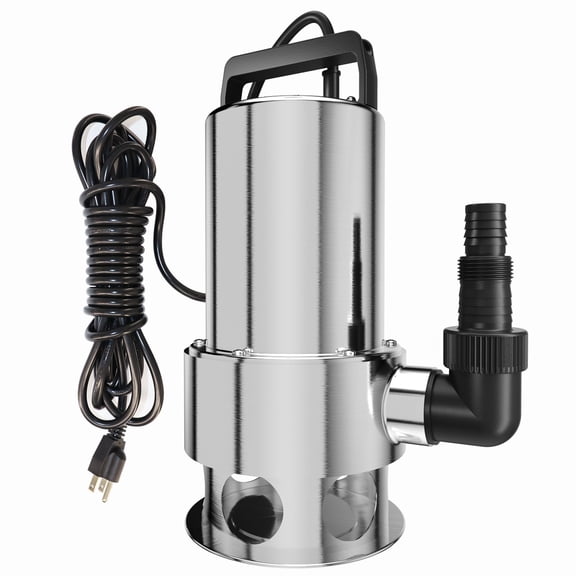 High Flow Stainless Steel Sump Pump 1.6 HP 5500 GPH, Portable Submersible Water Pump for Reliable Water Removal from Pools, Hot Tubs, Ponds, Flooded Basements and Water Tanks
