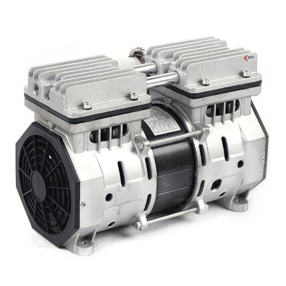 High Flow Vacuum Air Pump Double-Cylinder Oil Free Oilless Piston Compressor Oilless Vacuum Pump | Industrial Oil-Free Piston Vacuum Pump 100L/min W/Filter Low Noise 110V Oilless Vacuum Pump