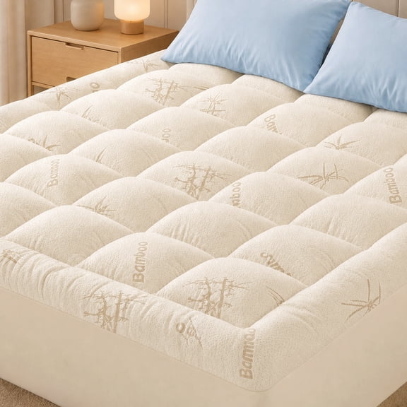 High Fluffy Bamboo Viscose Mattress, Breathable Sweat-Wicking Pressure Relief Design, Soft Skin-Friendly Durable Washable Deep Pocket Large Size Mattress(Brown,Full)