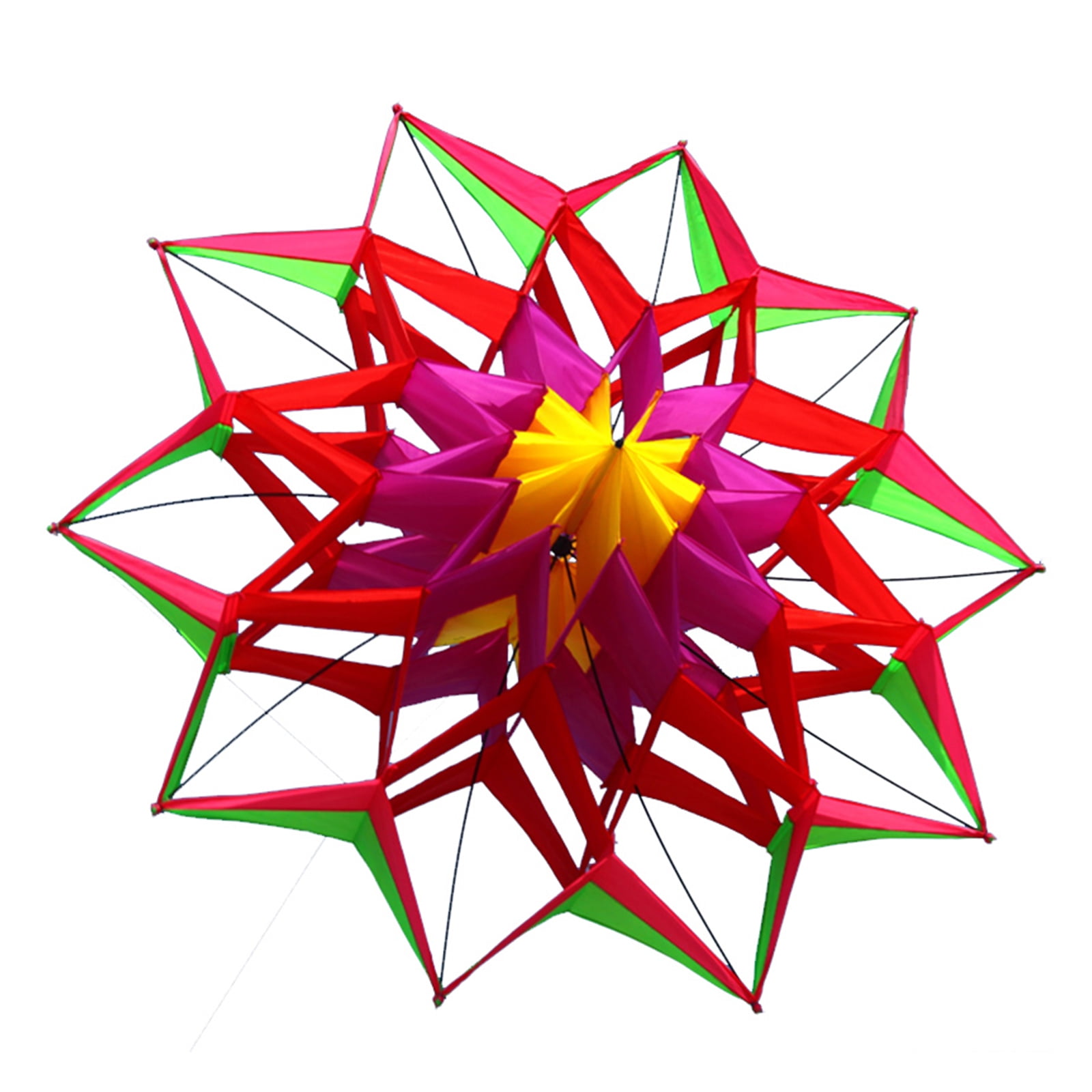 High Flying 3D Lotuses Kites Checkered Polyester Light in Weight Design For Boys Family Outdoor Fun