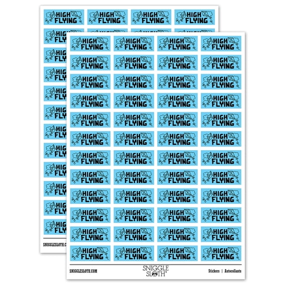 High Flying Kites Clouds Teacher Student School Sticker Set - Light Blue - Gloss Finish - 1.25" Mini