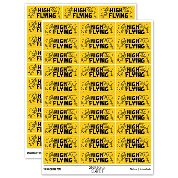 High Flying Kites Clouds Teacher Student School Sticker Set - Yellow - Matte Finish - 1.75" Medium