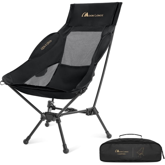 High  Folding Camping Chair, 330lbs Portable Compact Chair with Wide Seat &   Support (Black)