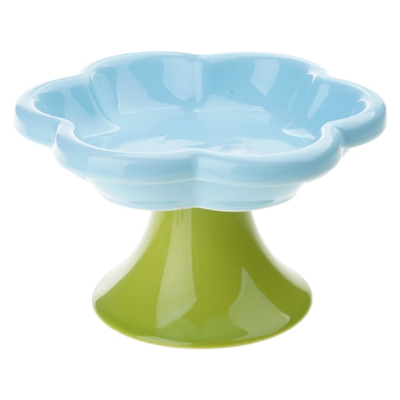 High Foot Ceramic Cats Bowl with Flower Shape Designs for Comfortable Eating and Spill Prevention Cats Feeding Bowl
