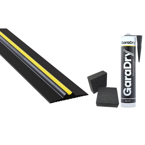 ½” High Garage Door Threshold Seal Kit 16’3” Length | Flexible PVC | Complete Kit Includes Adhesive | GaraDry