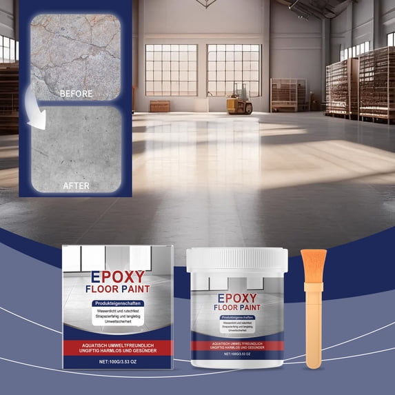 High-Gloss Ceramic Tile Effect Epoxy Floor Coating, Waterproof Water-Based Non-Slip Paint for Garage, Basement, Patio, Durable Wear-Resistant Finish