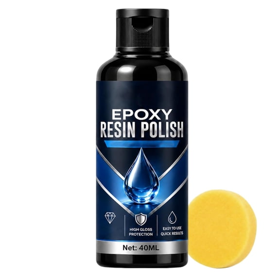 High-Gloss Epoxy Resin Polish, ResinPolishing Kit, 40ml Resin Polishing Cleaner, Epoxy Polishing Compound with Sponge, Fast Long Lasting Sanding Set (1PCS)