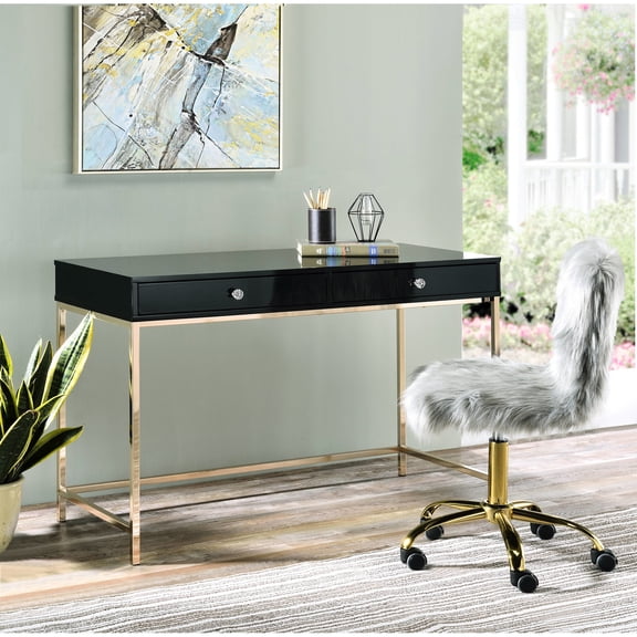 High Gloss Finish & Crystal Knobs | Used in a Personal Study | Adds a Touch of Luxury to Workspace