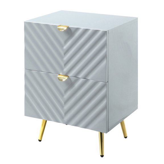 High Gloss Finish - Wave Pattern Storage Unit - Bedroom Decor - Sturdy Construction