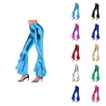 thumbnail image 1 of High Gloss Flared Pants Elegant Casual Trousers With Asymmetric Hem Wide Leg Bootcut Design For Stage Performance And Daily Wear, 1 of 6
