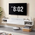 thumbnail image 1 of High Gloss Floating TV Stand for TVs up to 60, 55'' Wall Mounted TV Stand Floating Entertainment Center under TV Cabient for Bedroom Livingroom (White), 1 of 7