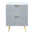 thumbnail image 1 of High Gloss Gray Night Stand with 2 Drawers | Ideal for Bedroom Storage | Metal Legs and MDF | Resolves Storage Limitations, 1 of 5