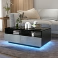 thumbnail image 1 of High Gloss LED Coffee Table Modern Center Tea Table with Adjustable LED Light and Storage 35.4 x 21.7 x 13.8 Inches, 1 of 10