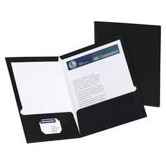 "High Gloss Laminated Paperboard Folder, 100-Sheet Capacity, 11 X 8.5, Black, 25/box | Bundle of 5 Boxes"