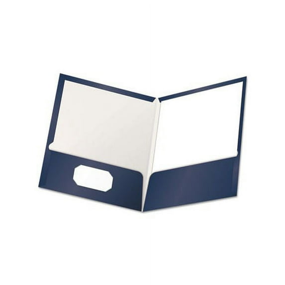 High Gloss Laminated Paperboard Folder 100-Sheet Capacity, Navy, 25/Box