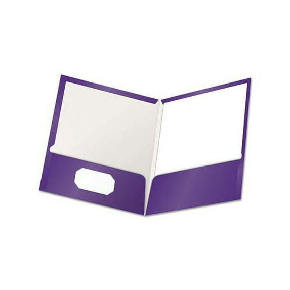 High Gloss Laminated Paperboard Folder 100-Sheet Capacity, Purple, 25/Box