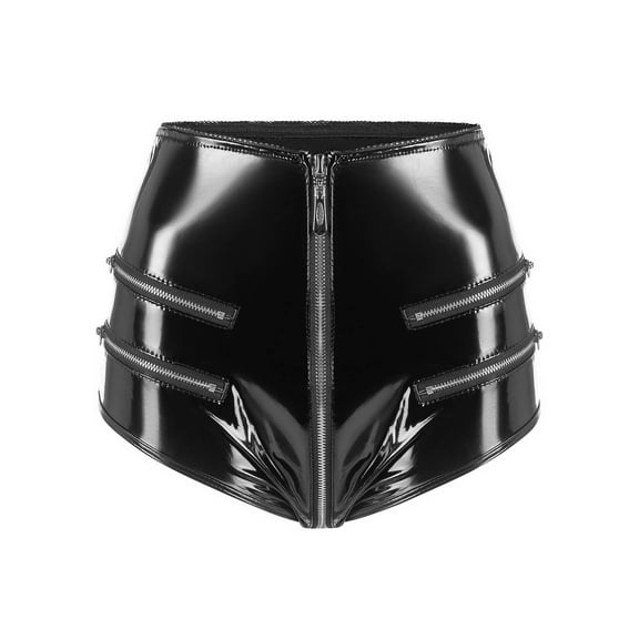 High Gloss Leather Women Sexy Open Cut Shaping Shorts for and Styles for Nightwear and