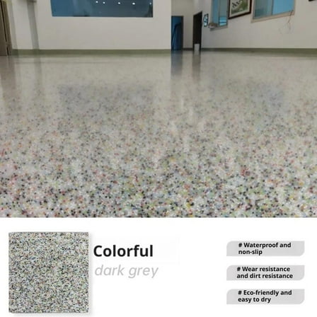 High Gloss Marble Effect Coating, Epoxy Floor Paint, Epoxy Colored Sand Floor Paint, Self-Leveling Colored Sand Paint, Waterproof, Non-Slip, Both Indoor and Outdoor