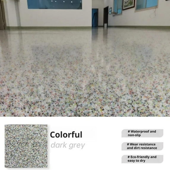 High Gloss Marble Effect Coating, Epoxy Floor Paint, Epoxy Colored Sand Floor Paint, Self-Leveling Colored Sand Paint, Waterproof, Non-Slip, Both Indoor and Outdoor