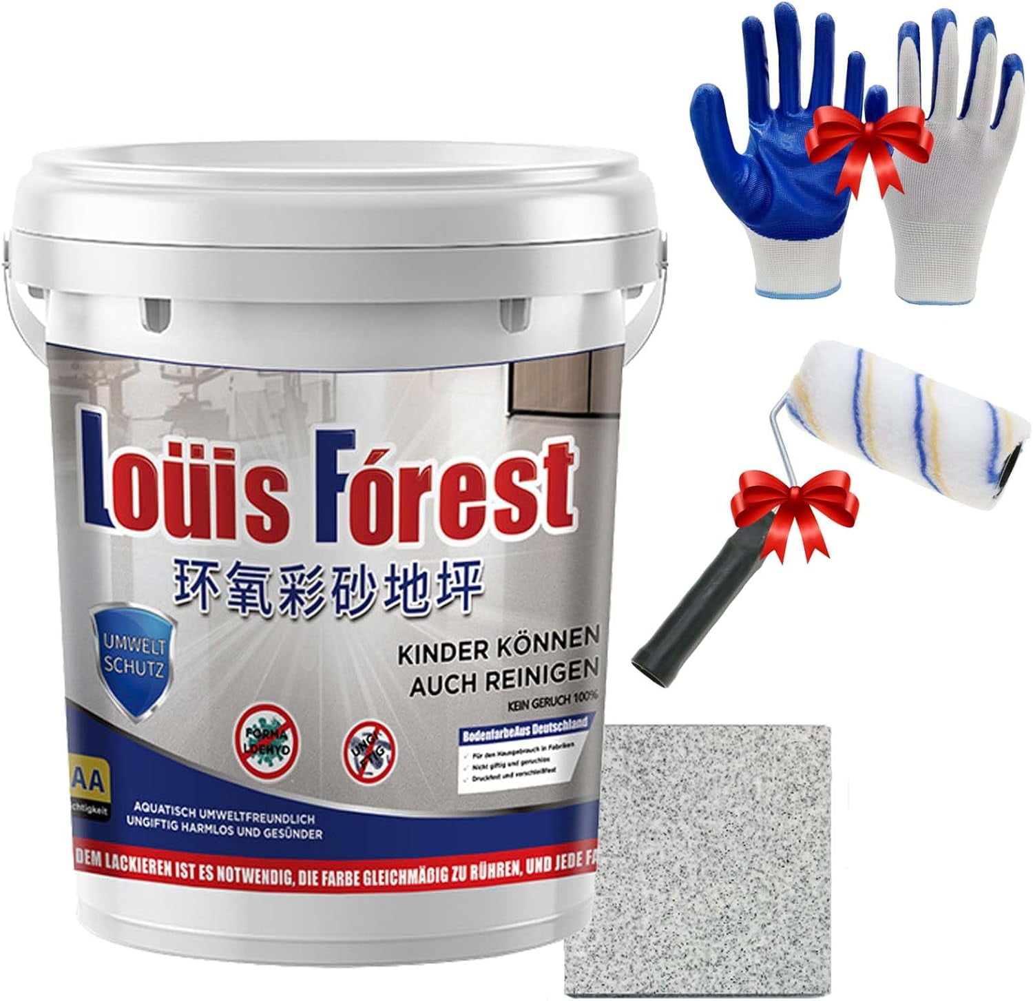 High-Gloss Marble Effect Epoxy Floor Coating, Garage Floor Paint, Floor Paint, Waterproof Water-Based Epoxy Floor Paint, Marble Paint (Light Gray)