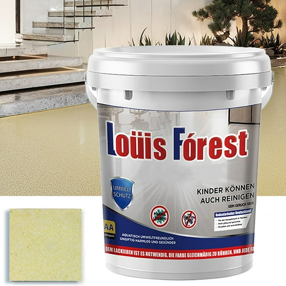 High-Gloss Marble Effect Epoxy Floor Coating, Louis Forest Epoxy Floor Paint, Garage Floor Paint, Waterproof Water-Based Epoxy Floor Paint (Light Yellow,0.5ML)