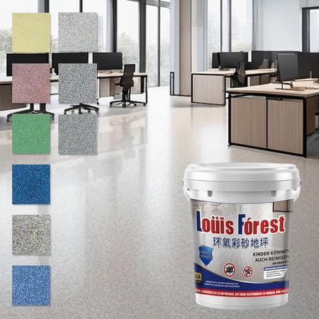 High Gloss Marble Effect Epoxy Floor Paint, Waterproof and Stain Resistant Concrete Coating for Garage, Patio, and Basement, 500ml