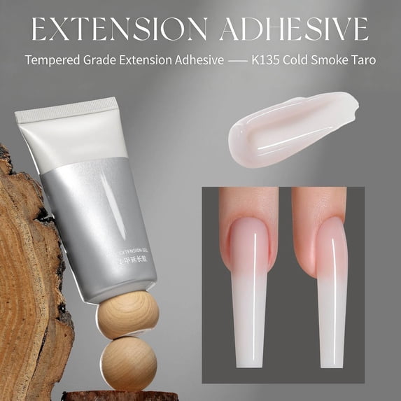High Gloss Nail Extension Gel 40g, Acrylic Builder Gel Fast Set Clear Gel, Paperless Nail Forms for DIY, Strengthening Gel for Natural Look Manicure and Nail Reinforcement