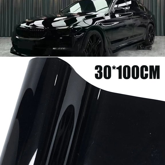 High Gloss PET Black Vinyl Wrap Sticker For Car Decals With Bubble Air Release, Flexible PVC For Seamless DIY Application, 300CM Length(30 * 100)
