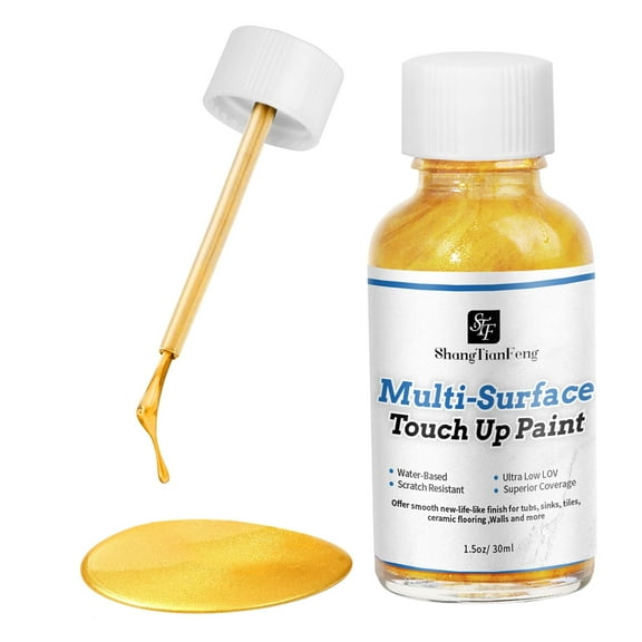 High-Gloss Rich Gold Paint 30ml/1.5oz - Quick-Drying Acrylic Metal Finish with Artistic Gold Foil Effect, Suitable for Metal, Wood, Plastic, Furniture Scratch Repair & Artistic Handicrafts