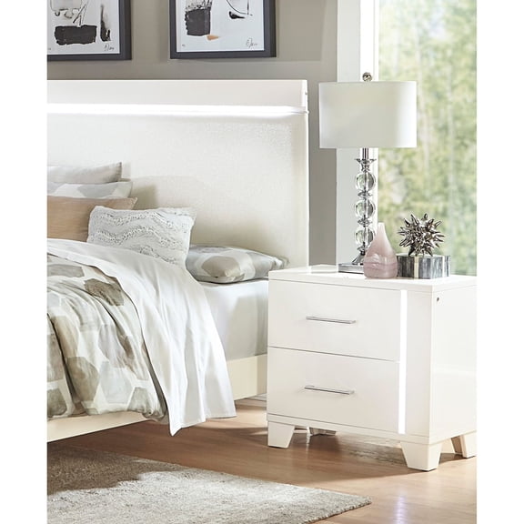 High Gloss Surface - Dovetailed Drawer Design - Bedroom Setup - Functional Bedside Furniture