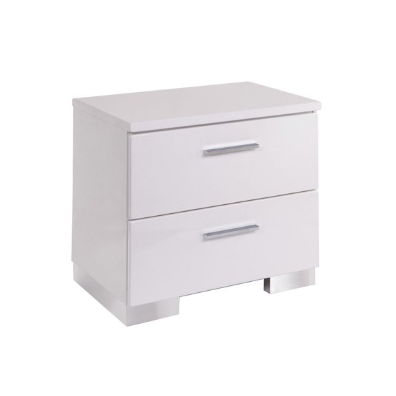 High Gloss White Color - 2 Drawers for Storage - Bedroom Furniture - Contemporary Home Look