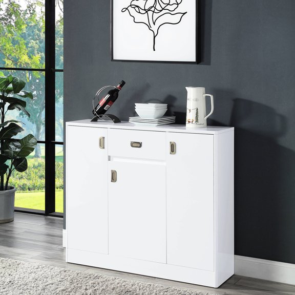 High Gloss White Drawer Server - Organize Clothing in Bedroom