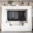 High Gloss White Wood Entertainment Center Media Console TV Stand with
