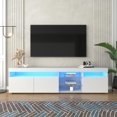 High Glossy Media Console for TVs Up to 100" LED TV Stand with 2 Glass
