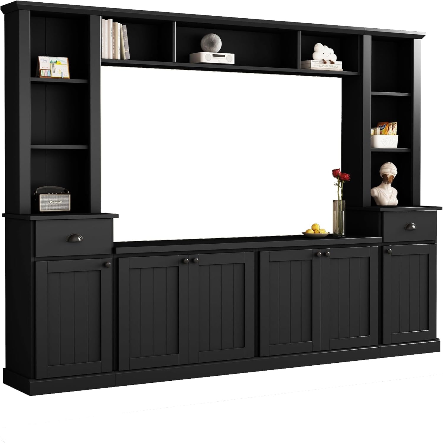 High Glossy Media Console for TVs Up to 100" LED TV Stand with 2 Glass