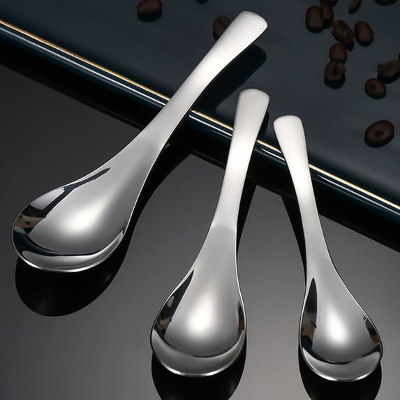 High Grade 410 Stainless Steel Soup Spoon, Ergonomic Heavy Weight Round Bowl Spoon for Cereal, Rice & Daily Tableware