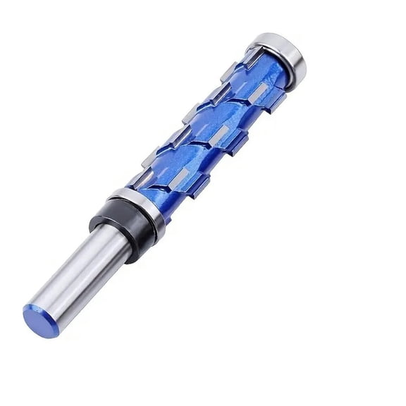 High-Grade Carbide Flush Trim Router Bit with 1/2" Round Shank Double Bearing Design for Woodworking Projects Ideal for Precision Trimming & Template Work